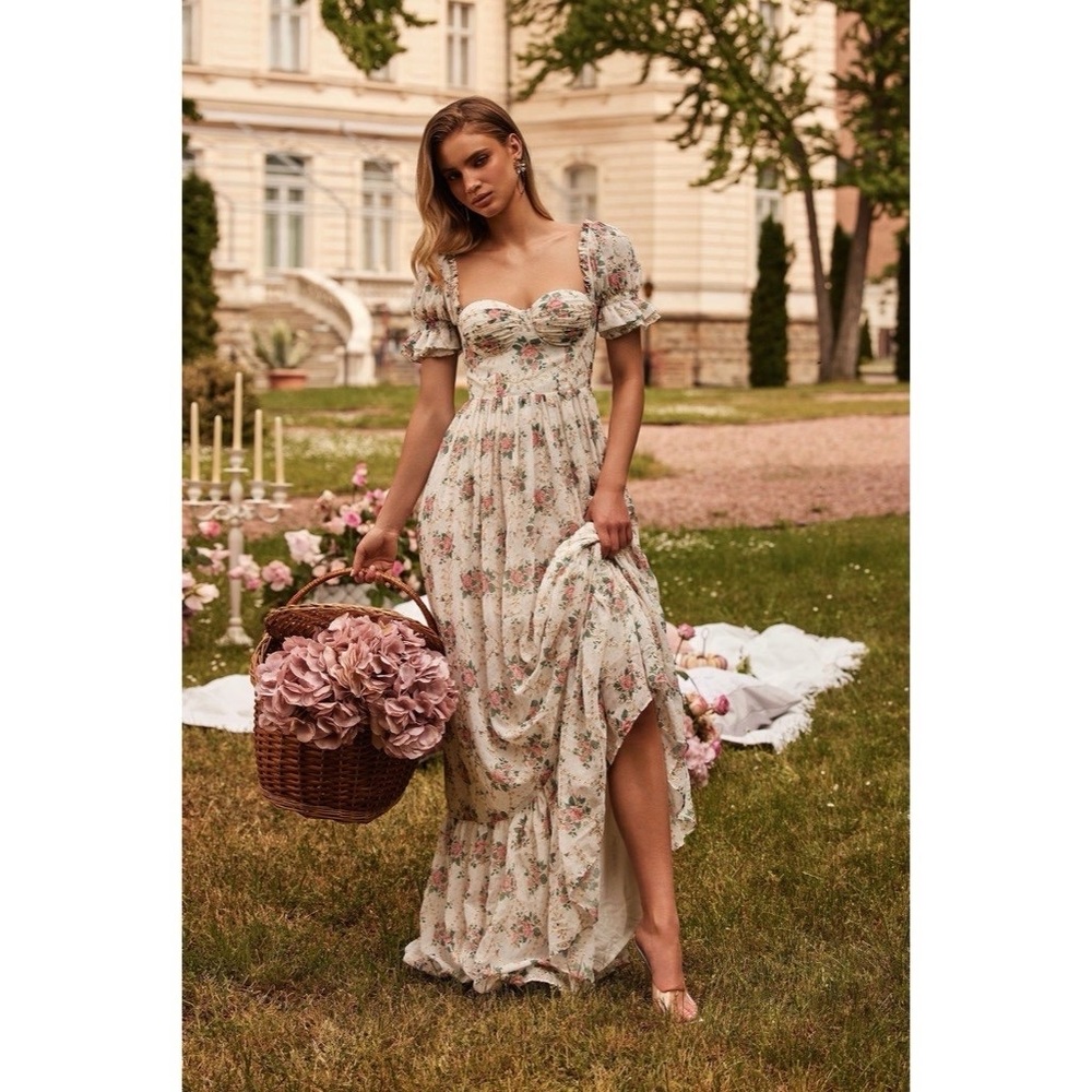 ALAMOUR THE LABEL Calida Maxi Dress Floral Embroidered